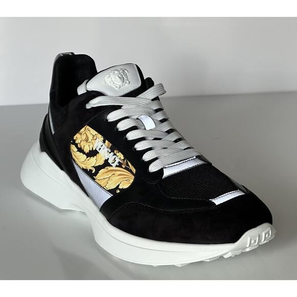 Versace Medusa Men’s Black/Gold Sneakers 12 US (45 Euro) 1011942 IT NIB $900 - Picture 1 of 16